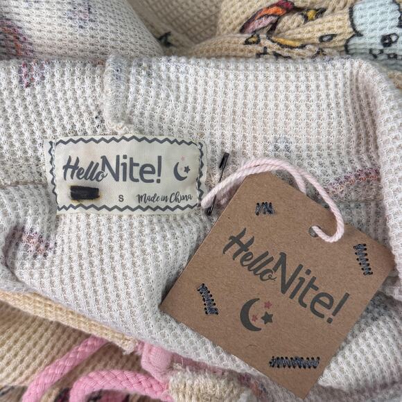 Hello Nite Pajamas Womens Small Rainbow Cloud Knit Hooded One Piece Jumpsuit NEW - Picture 3 of 10